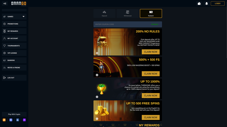 Casino Brango Desktop Promotions