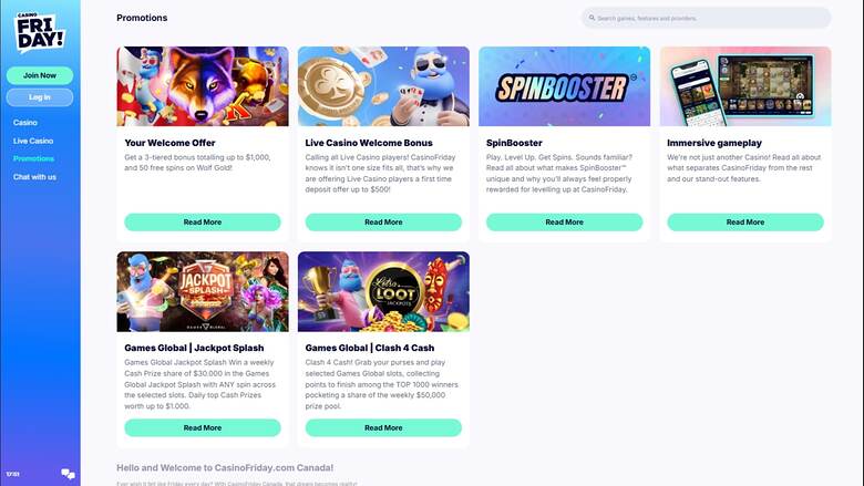 Casino Friday Promotions Desktop