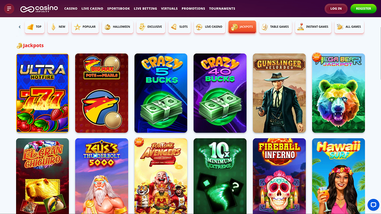 Casino Infinity Desktop Jackpot