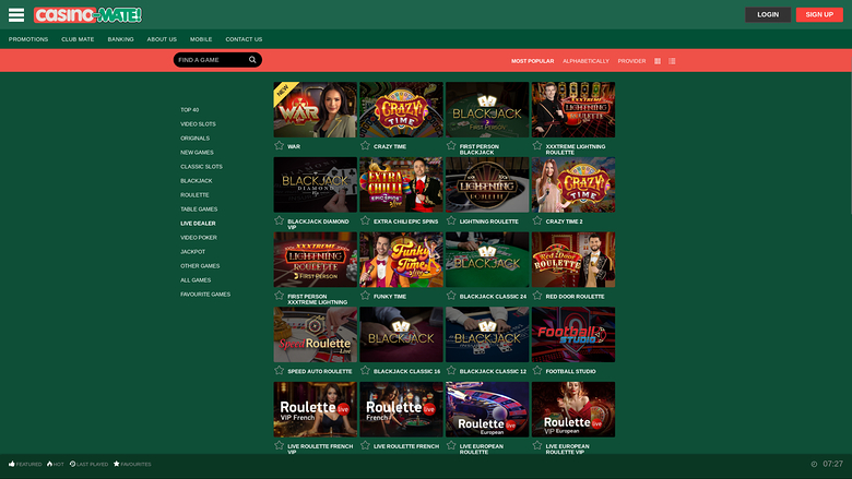 Casino Mate Desktop Live Dealer