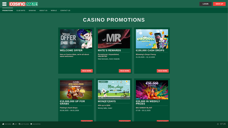 Casino Mate Desktop Promotions