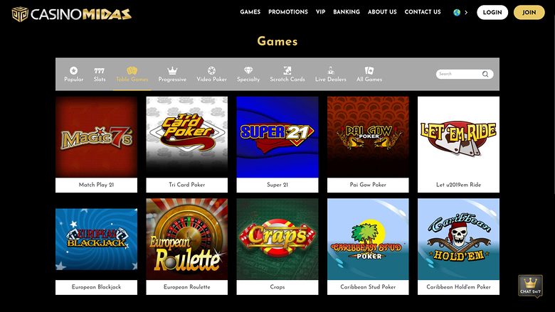 Casino Midas Desktop Table Games