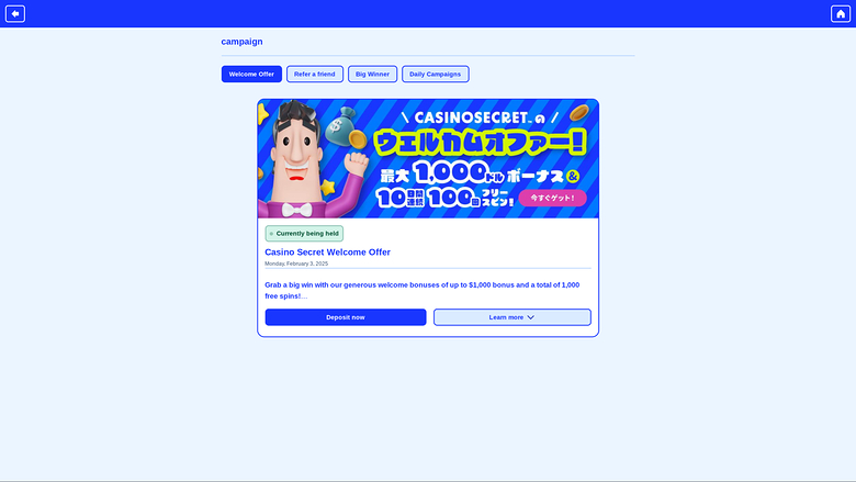 Casino Secret Desktop Promotions