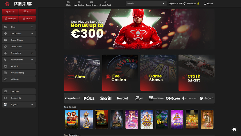 Casino Stars Desktop Homepage