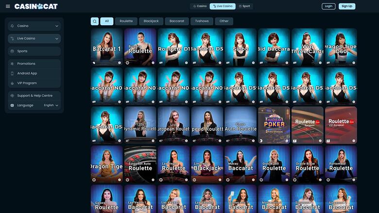 CasinoCat live dealer page