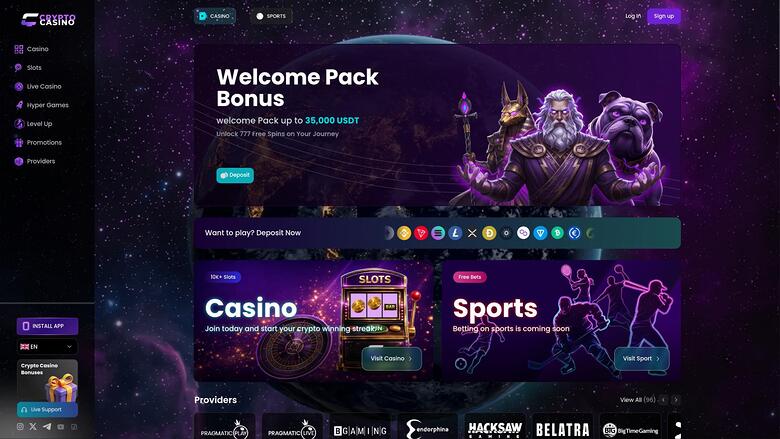 CasinoCrypto.io homepage