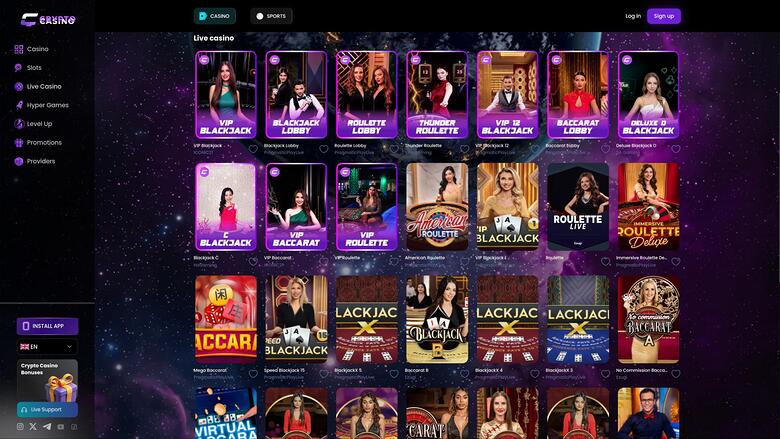 CasinoCrypto.io live dealer page
