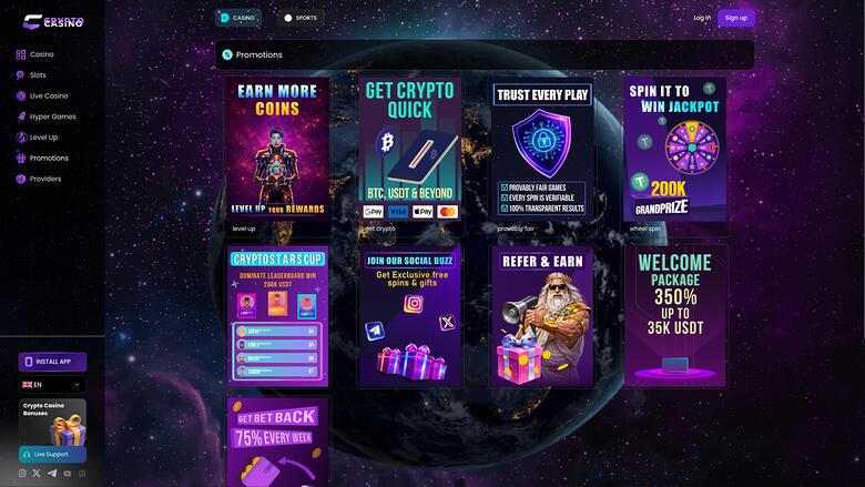 CasinoCrypto.io promotions page
