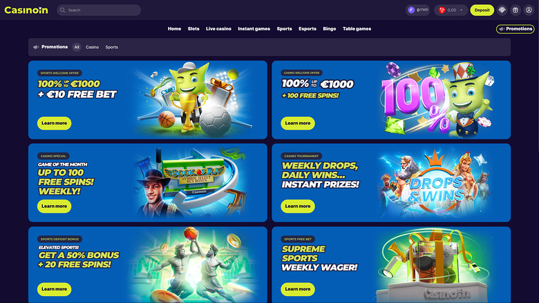 Casinoin Promotions Desktop