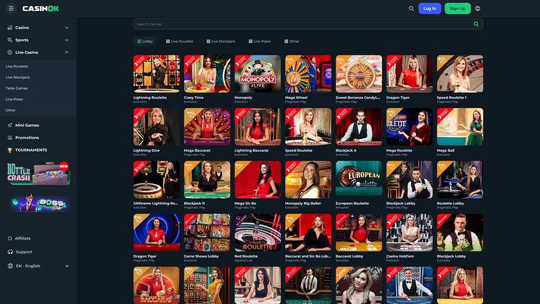 CasinOK Desktop Live Dealer