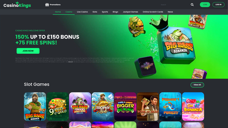 CasinoKings.com Desktop Homepage