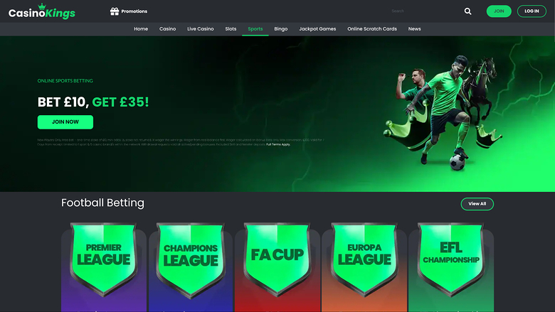 CasinoKings.com Desktop Live Sports