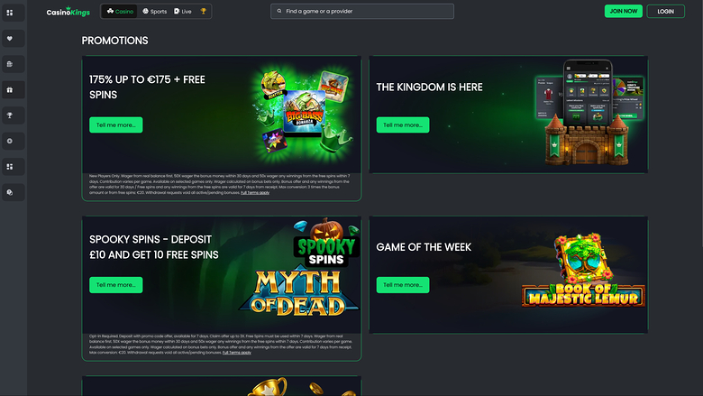 CasinoKings.com Desktop Promotions