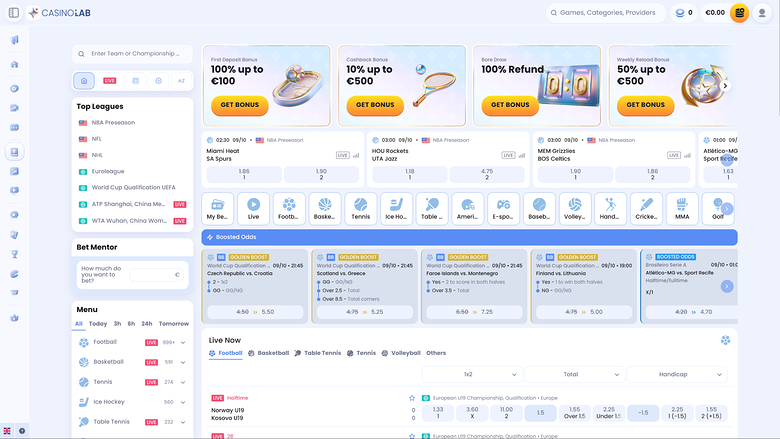 CasinoLab Desktop Live Sports