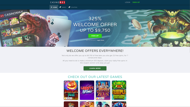 CasinoMax Homepage Desktop
