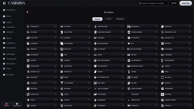 Casinova Casino Desktop Game Developers