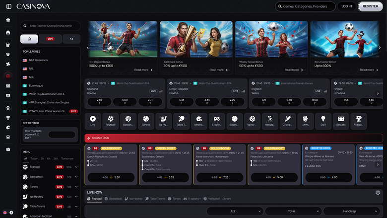 Casinova Casino Desktop Live Sports