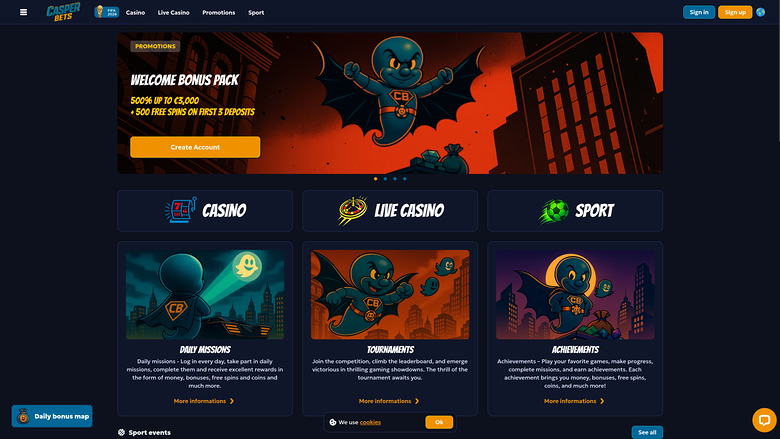 Casper Bets Casino Desktop Homepage