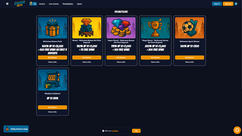 Casper Bets Casino Desktop Promotions