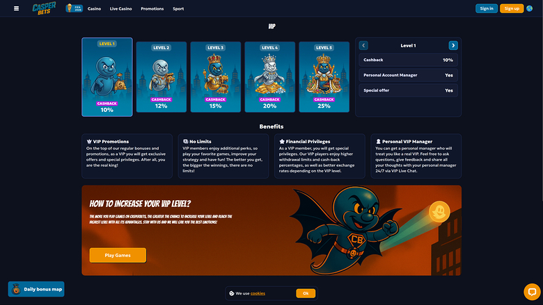 Casper Bets Casino Desktop VIP
