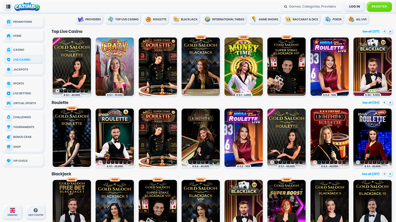 Cazimbo Casino Desktop Live Dealer