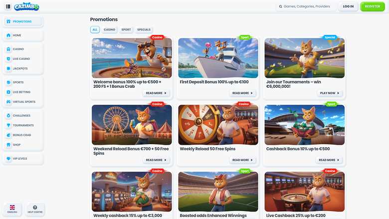 Cazimbo Casino Desktop Promotions