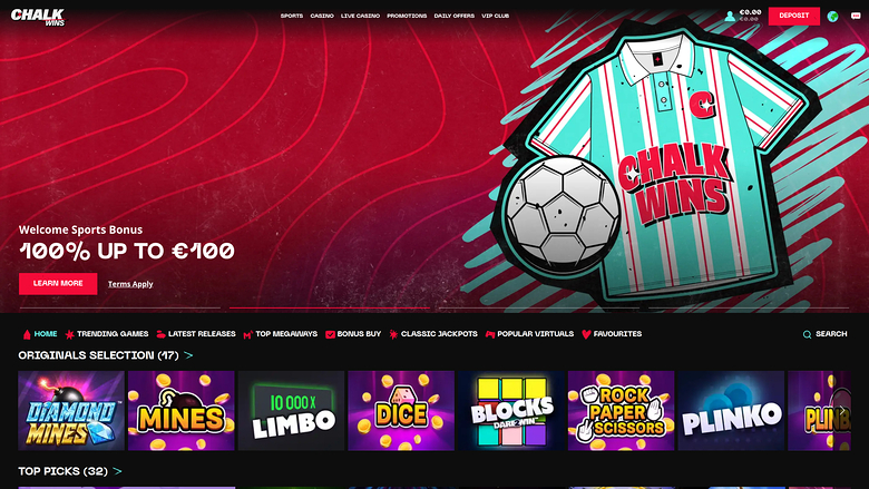 ChalkWins Casino Desktop Homepage