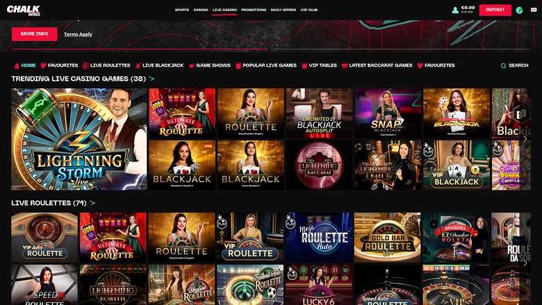 ChalkWins Casino Desktop Live Dealer