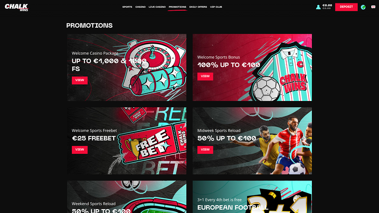 ChalkWins Casino Desktop Promotions