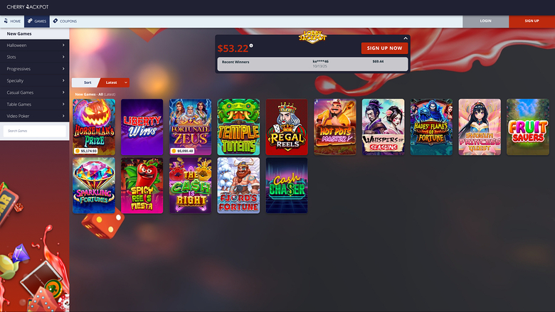 Cherry Jackpot Casino games desktop