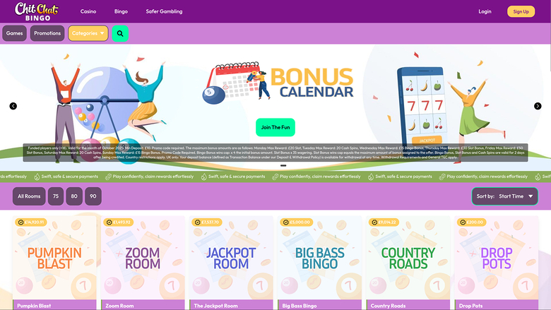 Chitchat Bingo Desktop Homepage