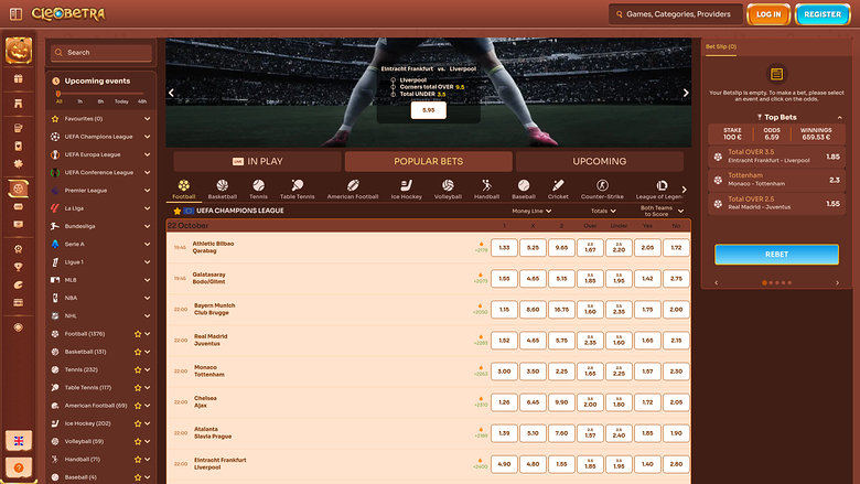 Cleoberta Casino Live Sports Desktop
