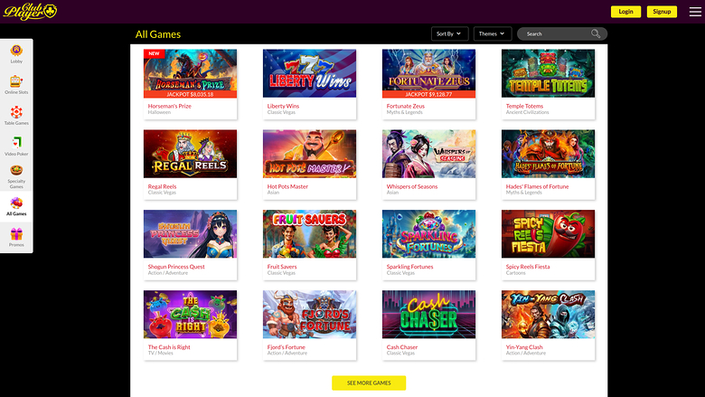 Club Player Casino Games Desktop