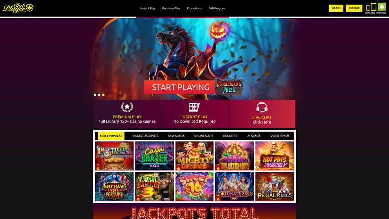 Club Player Casino Homepage Desktop