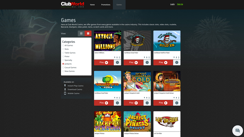Club World Casino Desktop Jackpot