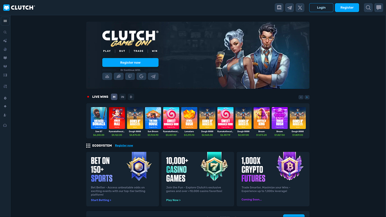 Clutch Casino Homepage