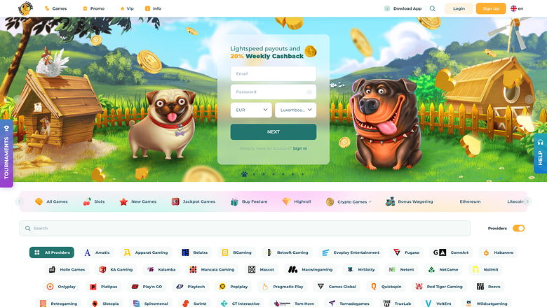 Cobber Casino Desktop Homepage