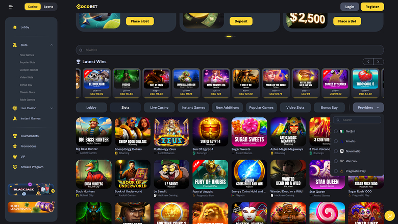Game Developers screenshot of Cocobet Casino
