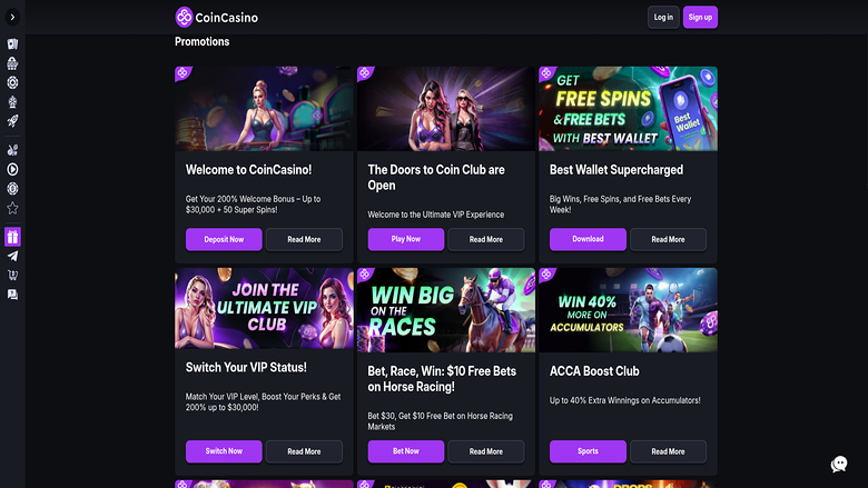 Promotions screenshot of CoinCasino for Desktop