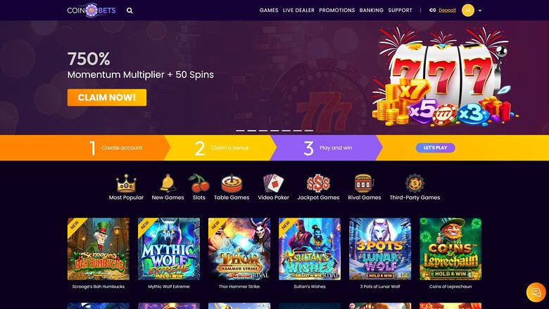 CoinBets777 Casino Desktop Image Homepage