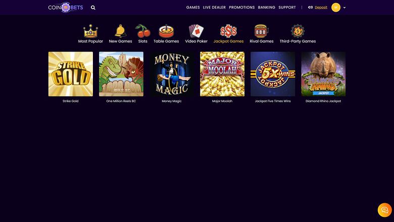 CoinBets777 Casino Desktop Image Jackpot