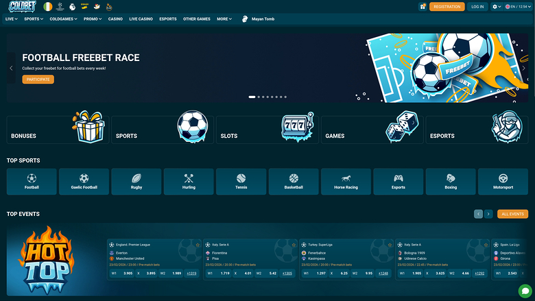 Coldbet Casino Desktop Homepage