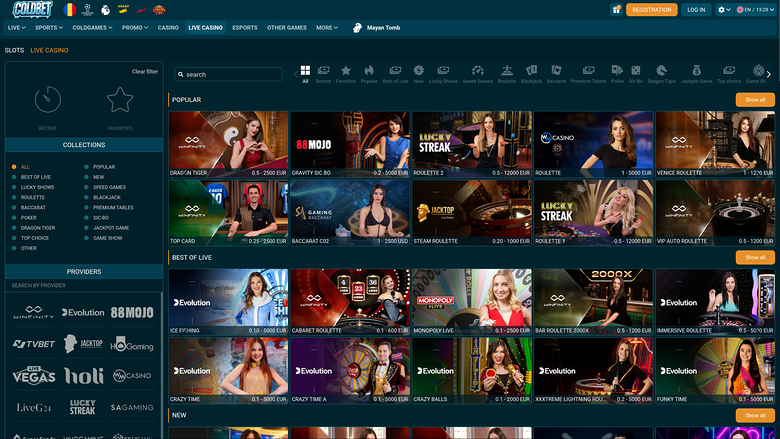 Coldbet Casino Desktop LIve Dealer 