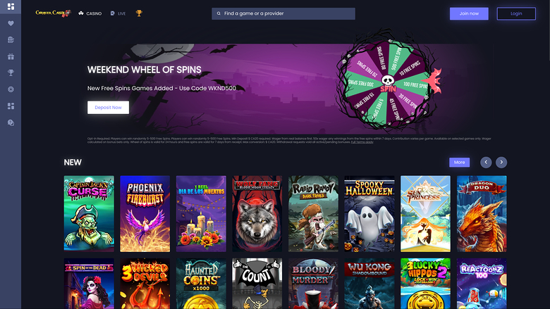 Conquer Casino Homepage Desktop