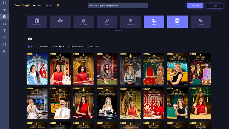 Conquer Casino Live Dealer Desktop