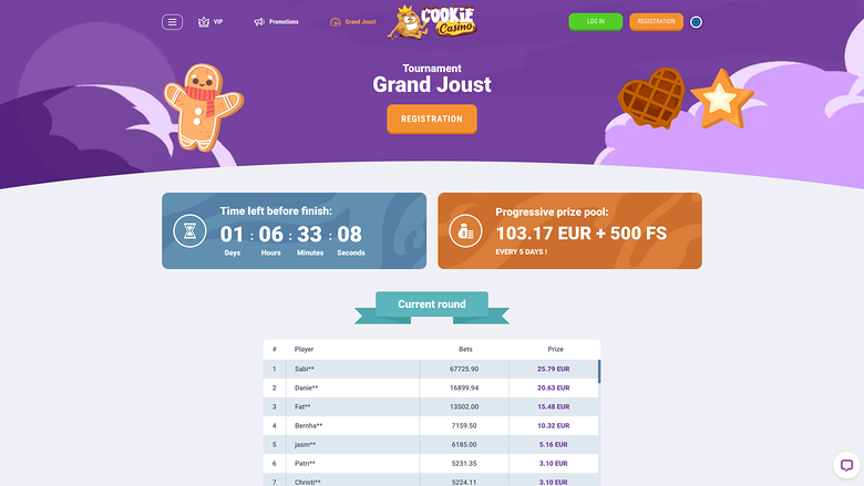 Cookie Casino Tournament Desktop