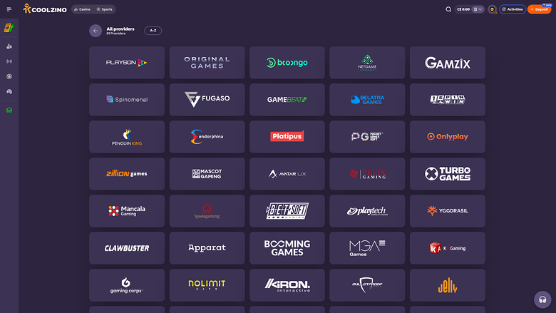 Coolzino Casino Game Developers Desktop