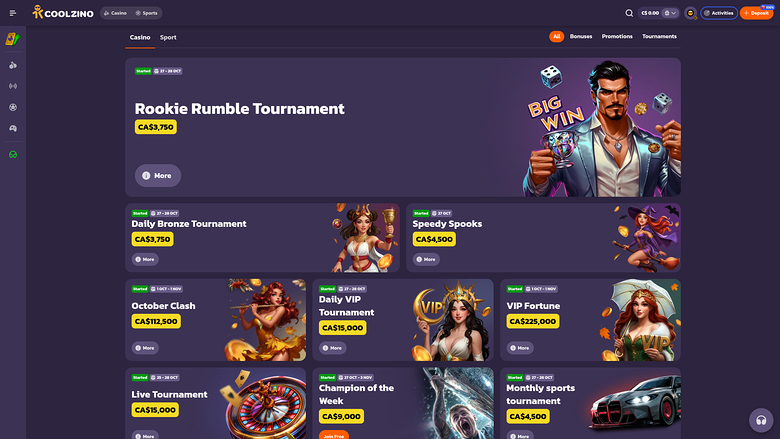 Coolzino Casino Promotions Desktop