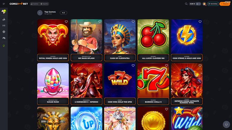 Corgibet Casino Games Desktop