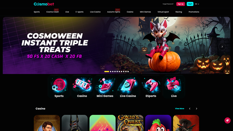 Cosmobet Homepage Desktop